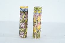 Load image into Gallery viewer, Pair of Hand Painted Ceramic Square Bud Vases Floral Designs 9 Inch