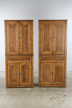 Load image into Gallery viewer, Pair of Tall Wood Storage Cabinets with Drawers and Adjustable Shelves