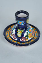 Load image into Gallery viewer, Hand Painted Mexican Talavera Style Candle Holders Pair Hecho a Mano Folk Art Pottery