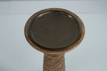 Load image into Gallery viewer, Pair of Hand-Carved Wood Pillar Candle Holders – Boho Rustic Style (Pier 1 Imports, 12”)