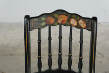 Load image into Gallery viewer, Pair Antique Victorian Ebonized Cane Seat Side Chairs Hand Painted Floral