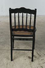 Load image into Gallery viewer, Pair Antique Victorian Ebonized Cane Seat Side Chairs Hand Painted Floral