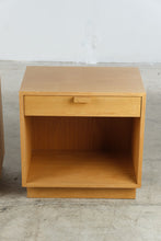 Load image into Gallery viewer, Pair of Charles Webb Solid Oak Modern Nightstands with Drawer and Open Shelf
