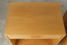 Load image into Gallery viewer, Pair of Charles Webb Solid Oak Modern Nightstands with Drawer and Open Shelf