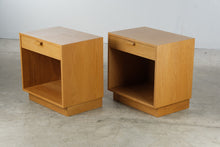 Load image into Gallery viewer, Pair of Charles Webb Solid Oak Modern Nightstands with Drawer and Open Shelf