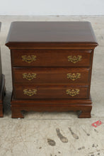 Load image into Gallery viewer, Pair of Traditional Cherry Three-Drawer Nightstands with Brass Hardware