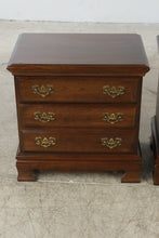 Load image into Gallery viewer, Pair of Traditional Cherry Three-Drawer Nightstands with Brass Hardware