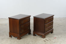 Load image into Gallery viewer, Pair of Traditional Cherry Three-Drawer Nightstands with Brass Hardware