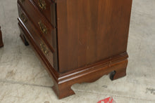Load image into Gallery viewer, Pair of Traditional Cherry Three-Drawer Nightstands with Brass Hardware