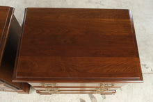 Load image into Gallery viewer, Pair of Traditional Cherry Three-Drawer Nightstands with Brass Hardware