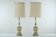 Load image into Gallery viewer, Tall Vintage Painted Cherub Chalkware Lamps