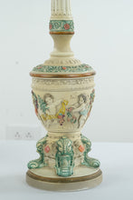 Load image into Gallery viewer, Tall Vintage Painted Cherub Chalkware Lamps
