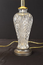 Load image into Gallery viewer, Pair of Clear Cut Glass Lamps with Pewter Bases