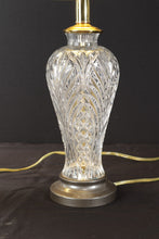 Load image into Gallery viewer, Pair of Clear Cut Glass Lamps with Pewter Bases