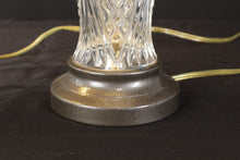 Load image into Gallery viewer, Pair of Clear Cut Glass Lamps with Pewter Bases