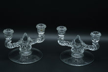 Load image into Gallery viewer, Pair of New Martinsville Double Light Candlesticks Holders