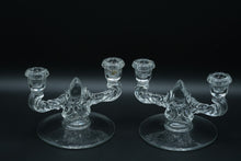 Load image into Gallery viewer, Pair of New Martinsville Double Light Candlesticks Holders