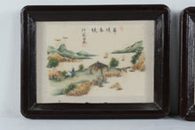 Load image into Gallery viewer, Vintage Chinese Shell Art Landscape Crane Birds Framed Pictures Set of 2