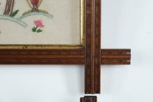 Load image into Gallery viewer, Pair Jacobean Style Crewel Embroidery Panels Deer and Floral Needlework 16x18