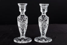 Load image into Gallery viewer, Pair of Crystal Pinwheel Candle Holders - 7"