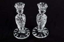 Load image into Gallery viewer, Pair of Crystal Pinwheel Candle Holders - 7"