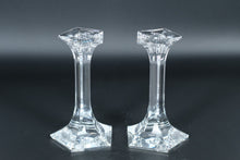 Load image into Gallery viewer, Pair of Riedel Crystal Candle Holders – Faceted Hexagonal Base – Elegant Modern Design