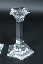 Load image into Gallery viewer, Pair of Riedel Crystal Candle Holders – Faceted Hexagonal Base – Elegant Modern Design