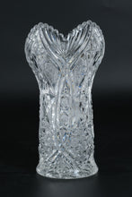 Load image into Gallery viewer, Set of Two Cut Crystal Vases with Scalloped Rim and Starburst Panels