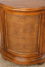 Load image into Gallery viewer, Henredon Tommy Bahama Style Round Rattan and Wood Nightstands – Pair
