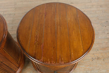 Load image into Gallery viewer, Henredon Tommy Bahama Style Round Rattan and Wood Nightstands – Pair