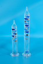 Load image into Gallery viewer, Pair of Galileo Thermometers – Blue Floating Bulb Glass Temperature Gauges (Tall & Short Set)