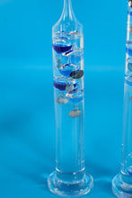 Load image into Gallery viewer, Pair of Galileo Thermometers – Blue Floating Bulb Glass Temperature Gauges (Tall & Short Set)