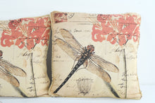 Load image into Gallery viewer, Set of 2 Dragonfly Botanical Decorative Throw Pillows 16 Inch Floral Accent Cushions