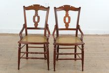 Load image into Gallery viewer, Pair of Eastlake Style Walnut Hand Caned Armchairs