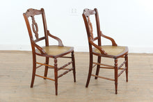 Load image into Gallery viewer, Pair of Eastlake Style Walnut Hand Caned Armchairs