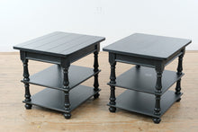 Load image into Gallery viewer, Flexsteel Charcoal Gray Wood End Tables Pair Three Tier Side Tables with Turned Legs