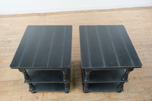Load image into Gallery viewer, Flexsteel Charcoal Gray Wood End Tables Pair Three Tier Side Tables with Turned Legs