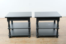 Load image into Gallery viewer, Flexsteel Charcoal Gray Wood End Tables Pair Three Tier Side Tables with Turned Legs