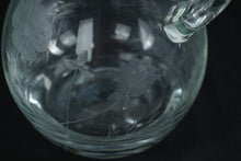 Load image into Gallery viewer, Set of 2 Etched Glass Water Pitchers – Vintage Floral Design – 9.5" Tall Clear Glass Jugs