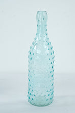 Load image into Gallery viewer, Set of 2 Aqua Glass Bottles Hobnail and Paneled Tall Decorative 12 Inch