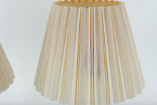 Load image into Gallery viewer, Pair of Polished Brass Table Lamps with Pleated Ivory Shades β 23.5" Tall