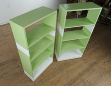 Load image into Gallery viewer, Pair of Painted Bookcases – Solid Pine, Green & White