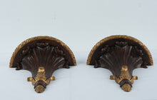 Load image into Gallery viewer, Pair Decorative Wall Shelves Faux Wood Gold Florentine Style 15 Inch
