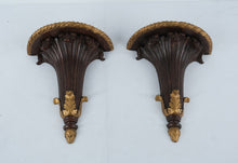 Load image into Gallery viewer, Pair Decorative Wall Shelves Faux Wood Gold Florentine Style 15 Inch