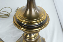Load image into Gallery viewer, Pair Oversized Brass Table Lamps Hollywood Regency Traditional Statement Decor