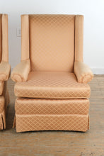 Load image into Gallery viewer, Pair of Highland House Hickory Wingback Lounge Chairs in Rose Diamond Upholstery