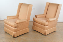 Load image into Gallery viewer, Pair of Highland House Hickory Wingback Lounge Chairs in Rose Diamond Upholstery