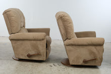 Load image into Gallery viewer, Pair of La-Z-Boy Swivel Rocker Recliners in Tan Upholstery