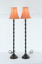 Load image into Gallery viewer, Pair Black Turned Candlestick Table Lamps 37 Inch Tall With Shades