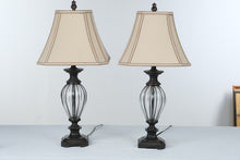 Load image into Gallery viewer, Pair of Bronze Finish Glass Urn Table Lamps with Beige Shades 30 Inch